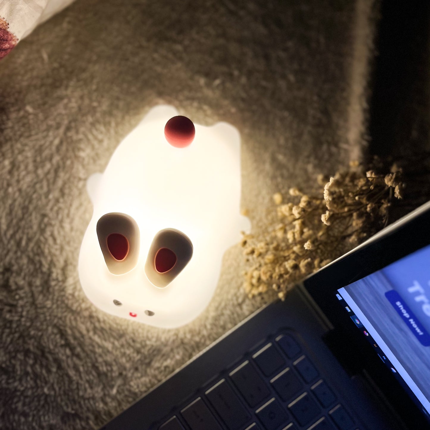 Cute Rabbit Pat Lamp – Silicone Touch Night Light for Decor