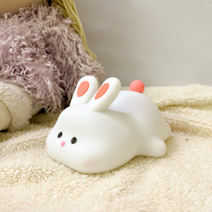 Cute Rabbit Pat Lamp – Silicone Touch Night Light for Decor