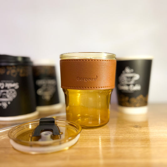 Glass Coffee Cup with Lid & Straw – Leak-Proof Iced Mug